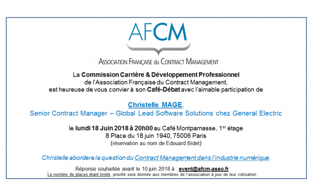 AFCM – Invitation Café Débat – 18 juin 2018